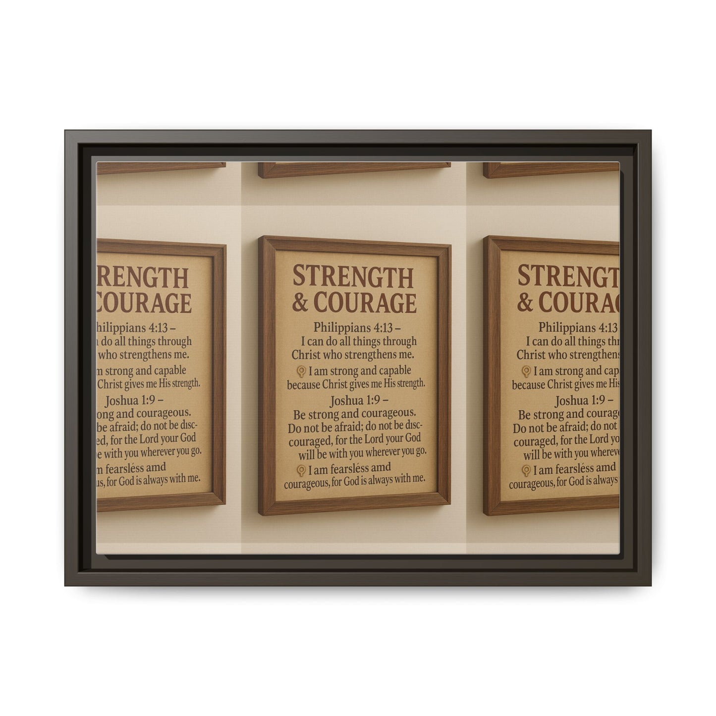 Inspirational Wall Art Print Strength and Courage, Motivational Quote, Home Decor, Gift for Encouragement, Religious Art, Framed Canvas