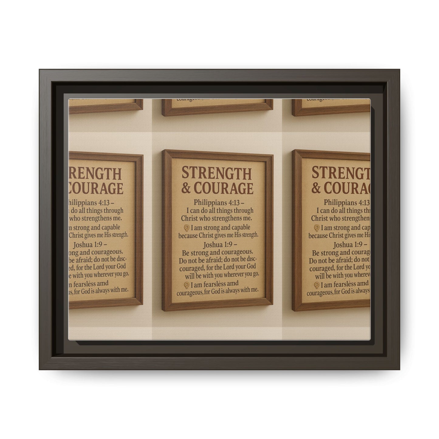 Inspirational Wall Art Print Strength and Courage, Motivational Quote, Home Decor, Gift for Encouragement, Religious Art, Framed Canvas
