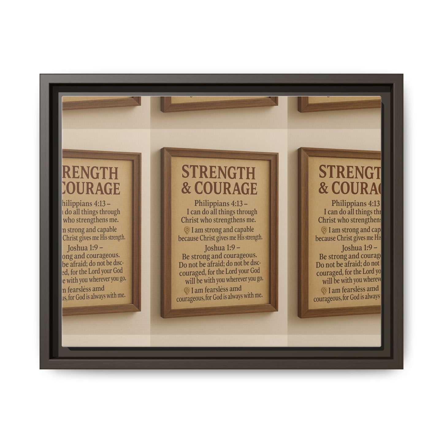 Inspirational Wall Art Print Strength and Courage, Motivational Quote, Home Decor, Gift for Encouragement, Religious Art, Framed Canvas