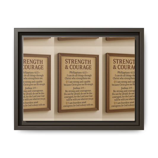 Inspirational Wall Art Print  Strength and Courage, Motivational Quote, Home Decor, Gift for Encouragement, Religious Art, Framed Canvas