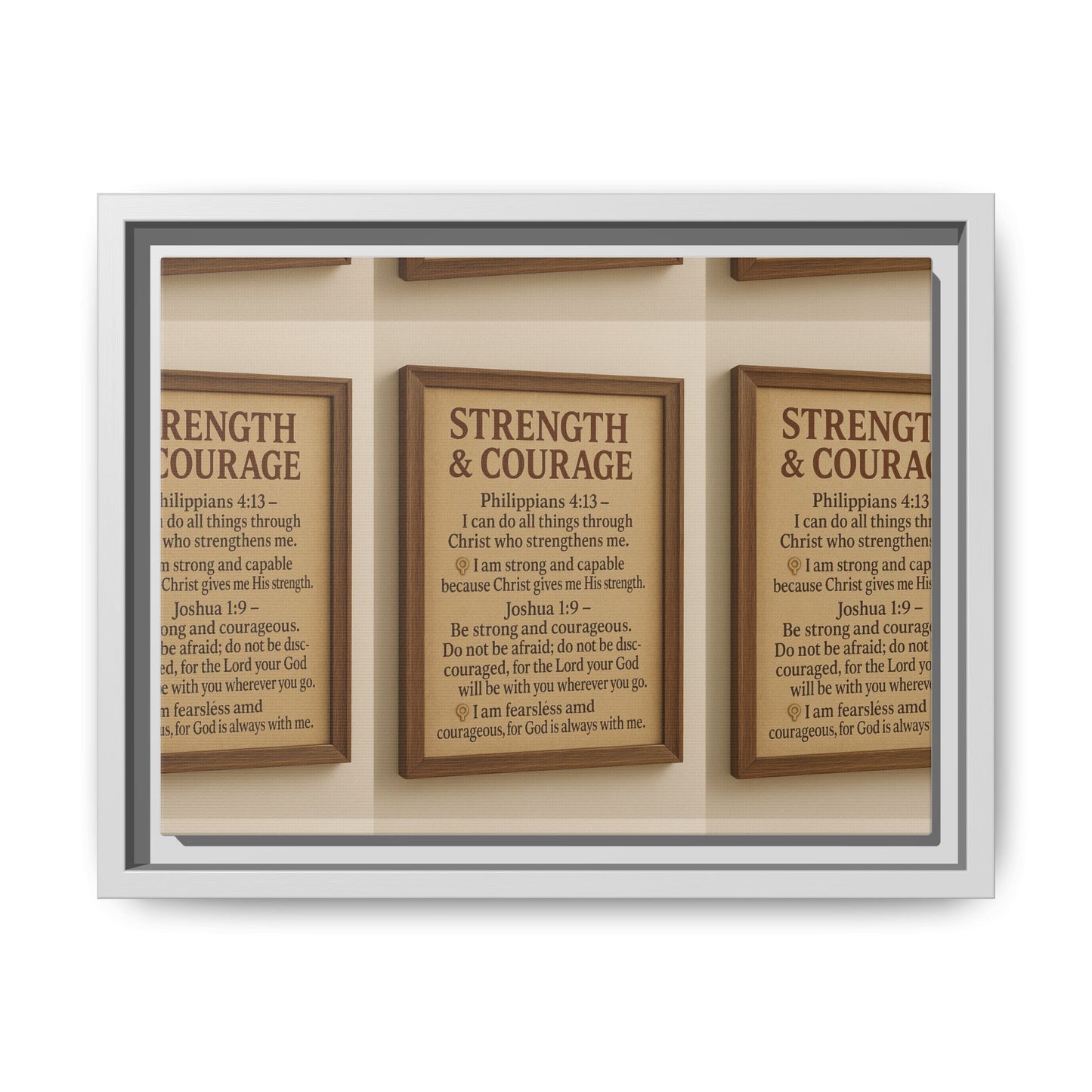 Inspirational Wall Art Print  Strength and Courage, Motivational Quote, Home Decor, Gift for Encouragement, Religious Art, Framed Canvas
