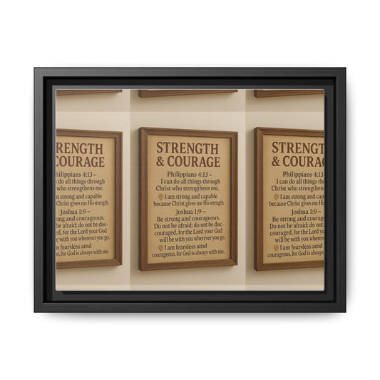 Inspirational Wall Art Print  Strength and Courage, Motivational Quote, Home Decor, Gift for Encouragement, Religious Art, Framed Canvas
